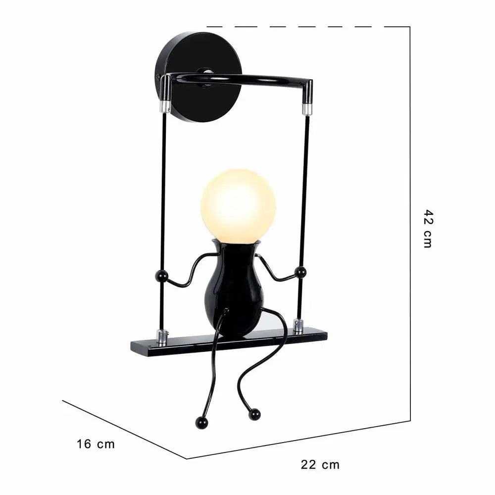 Humanoid Creative Wall Light Modern Simple Little Man Bedside Lamp Sconce Indoor Decor Hanging Lighting for Children Bedroom LED