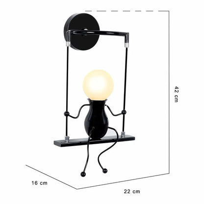 Humanoid Creative Wall Light Modern Simple Little Man Bedside Lamp Sconce Indoor Decor Hanging Lighting for Children Bedroom LED
