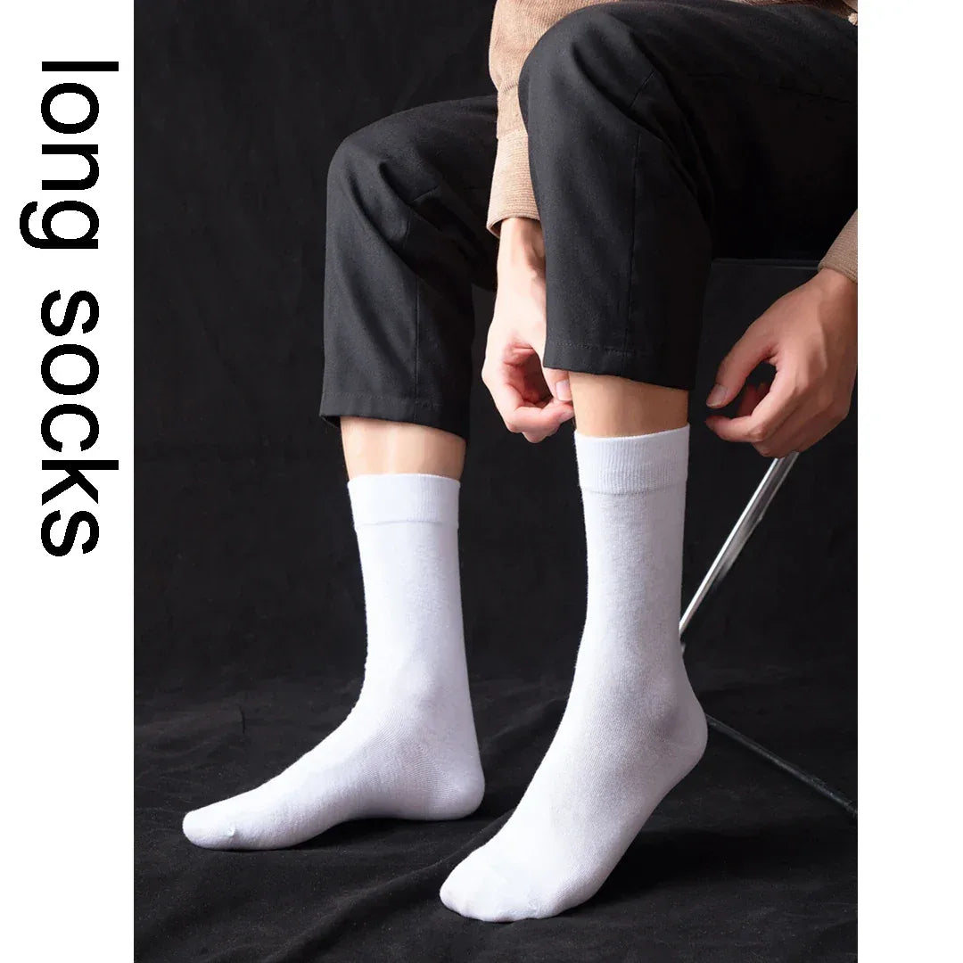 5/10 Pairs Black White Business Casual Sox Spring Autumn Warm Men's  Socks Size38-44 Long Socks Men Dress Socks Male Gifts