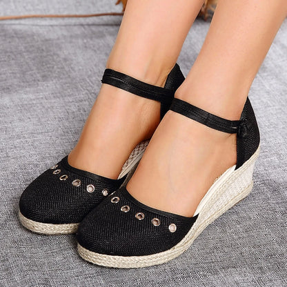 Sandals Women 2024 Summer Comfortable Platform Wedge Sandals Braided Buckle Breathable Wedge Sandals Outdoor Female Shoes