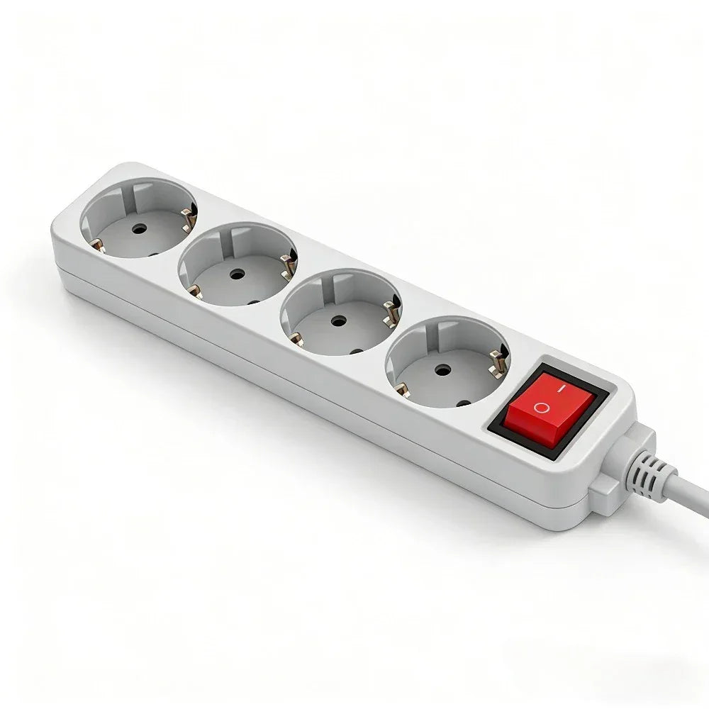 Melery Power Strip Surge Protector 3/4/5/6 AC EU Electrical Plug Outlet Socket Lead Extension Adapter Extenstion Cord Cable 1.5m