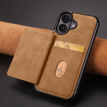 Business Flip Leather Case for iPhone 16 17 Air 16E 15 14 13 12 11 Pro Max Plus Mini Built-in Magnetic Wallet Card Phone Cover