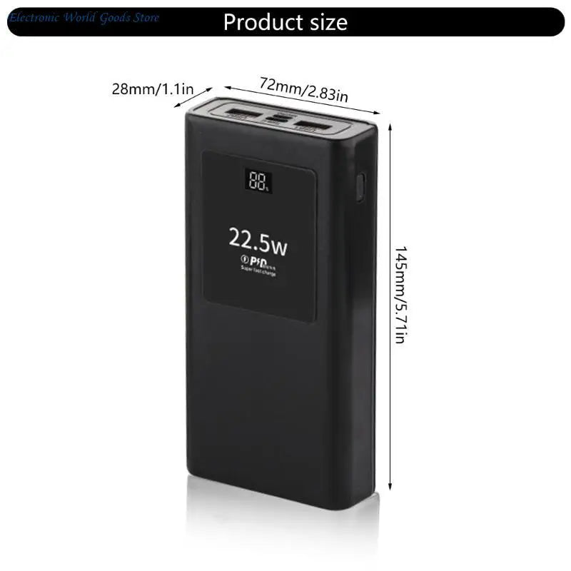 PowerBanks Casing Kit 20000mAh Mobile Chargers Builts in Cable PD22.5W Quick Charging LCD Display Shell