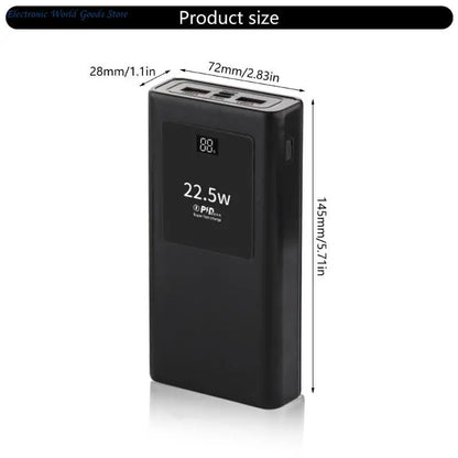 PowerBanks Casing Kit 20000mAh Mobile Chargers Builts in Cable PD22.5W Quick Charging LCD Display Shell