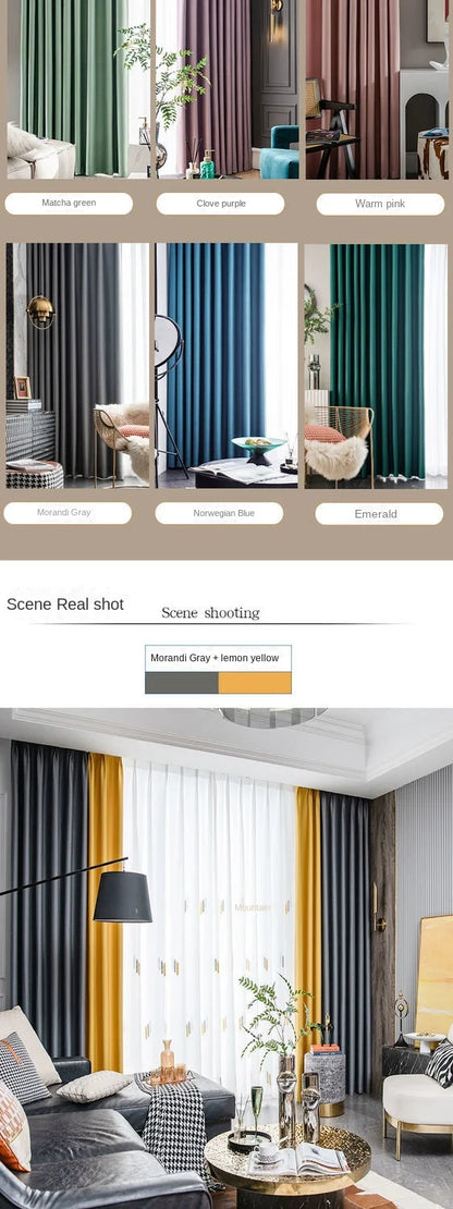 2025 New Spliced Two Color Bedroom Full Blackout Curtain Living Room Advanced Curtains Room Bay Window Light Luxury Drapes