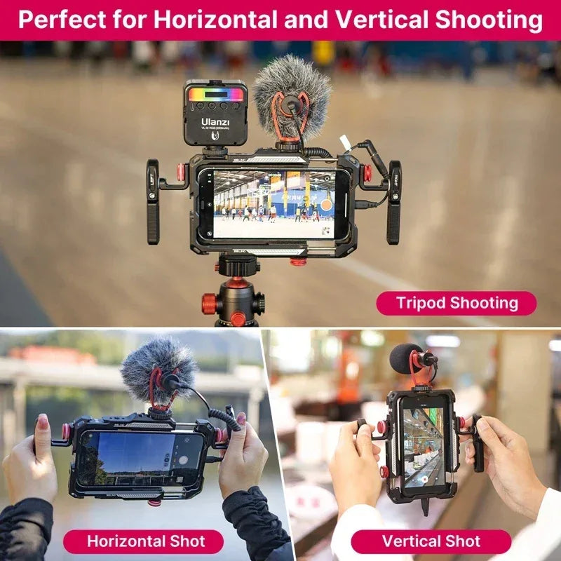 Ulanzi Lino Cage for iPhone 16 15 14 13 X XR XS Max Mini/Pro/Pro Max Smartphone Handle Grip Phone Smartphone Vlog Video