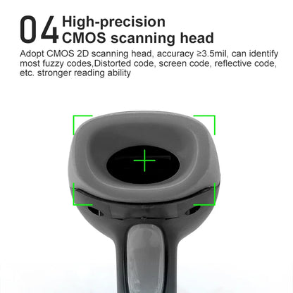 1D 2D Barcode Scanner Wired 2.4G Wireless Bluetooth Bar Code Reader Handheld Portable Scanning For Supermarket Logistics Product