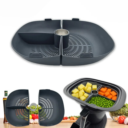 Silicone Grid Steaming Tray for Thermomix TM7, Silicone Divider Basket & Steam Pipe, Multilevel Cooking Accessories