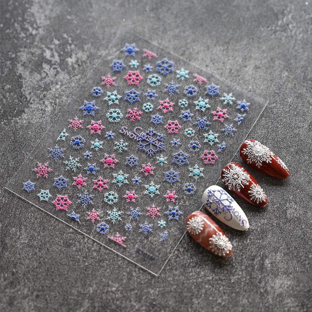 1pc Christmas Nail Art Stickers 5D Winter Holiday Themed Nail Decor Santa/Snowflakes/Christmas Trees/Gingerbread Nail Supplies *