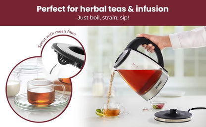 1.8L Electric Glass Kettle Cordless Digital Temperature Control Water Boiler with Automatic Shut-off for Home Car RV Use