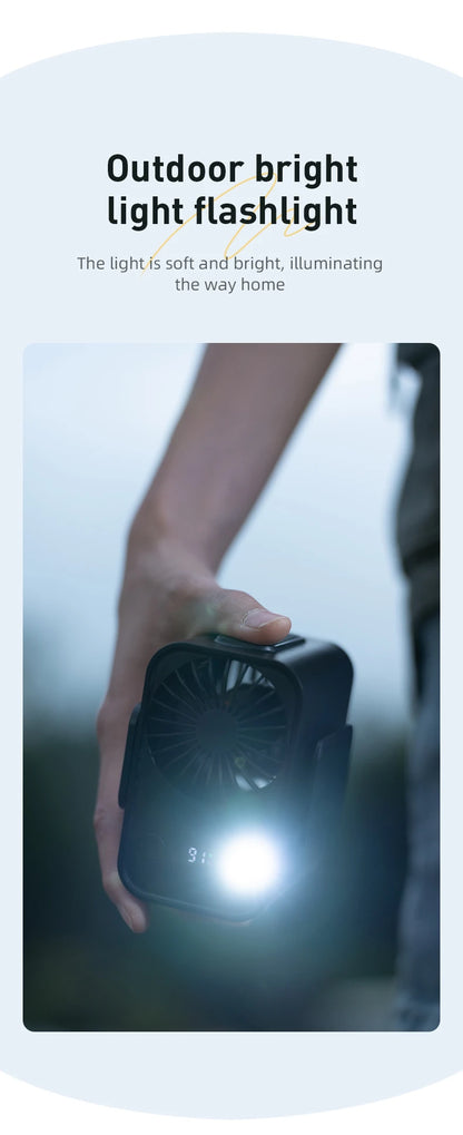 Vissko Outdoor Waist Mounted Fan Polymer Battery Anti Drop Shock Absorption USB Portable with Bladeless Hanging Neck Fan