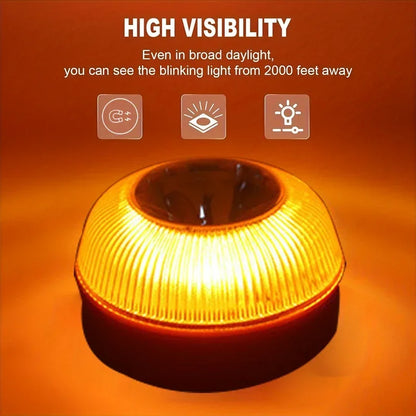 V16 Car warning strobe light, ultra-bright LED, night safety flashing light, strong magnet suction roof light, warning light