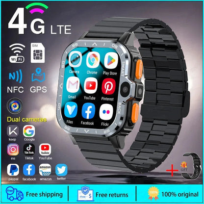 2024 New SIM Smart Watch 2.03inch 4G Network GPS Wifi NFC Dual Camera 64G ROM Storage Google Play Small mobile phone Smartwatch