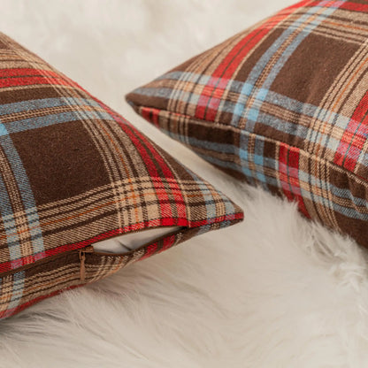 Christmas Plaid Decorative Throw Pillow Covers Scottish Tartan Cushion Case for Farmhouse Home Holiday Decor Sofa Couch Decor