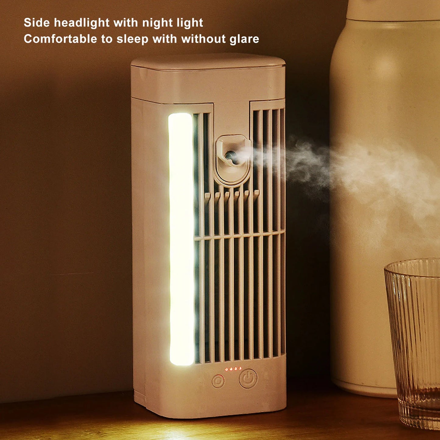 Desktop Air Conditioner Fan, Desk Air Cooler Excellent Cooling Effect Night Light Air Conditioner Fan for Homes Dormitories