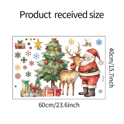 Cartoon Santa Claus Elk Wall Stickers Christmas Gifts Living Room Background Home Decoration Festival Mural New Year Wallpaper