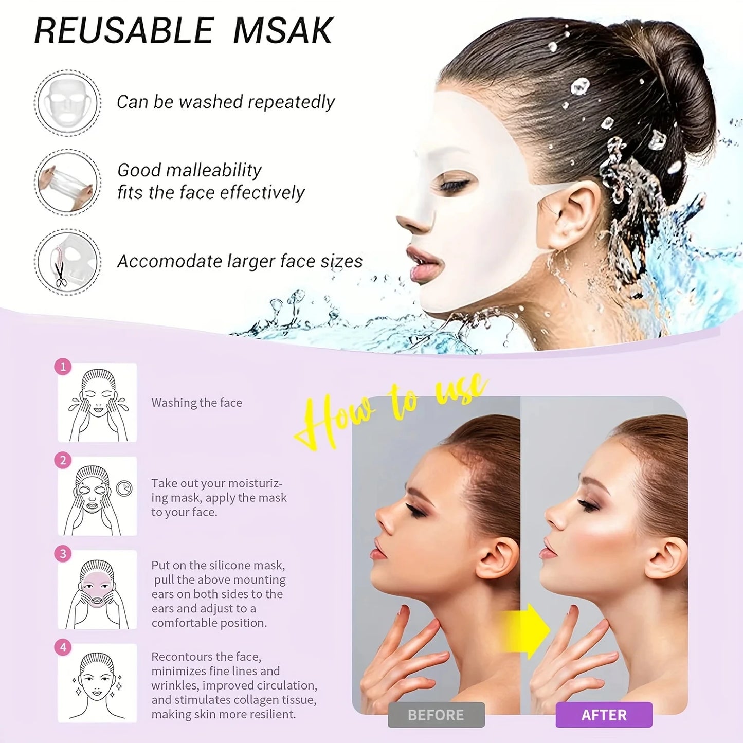 3D Silicone Face Mask Cover Reusable Face Mask Holder for Sheet Masks Moisturizing Facial Mask Cover Prevent Evaporation Beauty