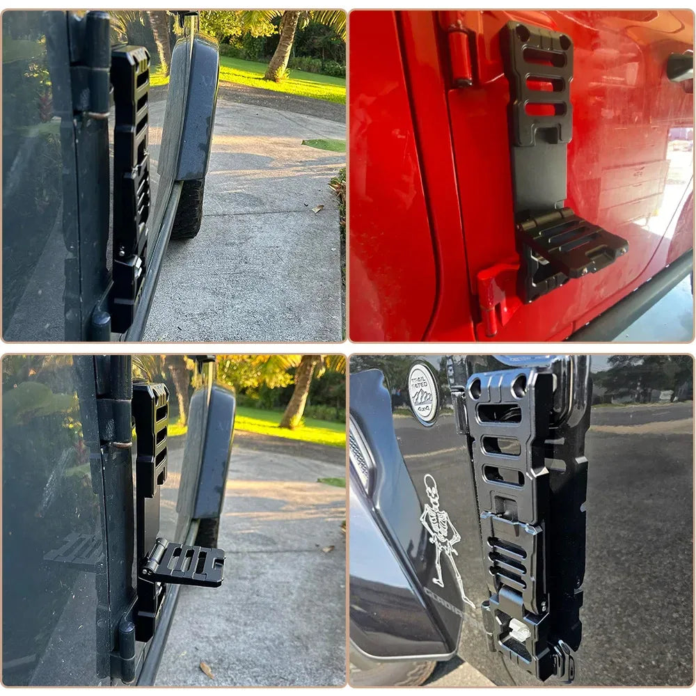 Folding Offroad Foot Step Door Hinge Peg Pedal for Jeep Wrangler JK JKU JL JLU Gladiator JT 2007-2025 Aluminum Alloy