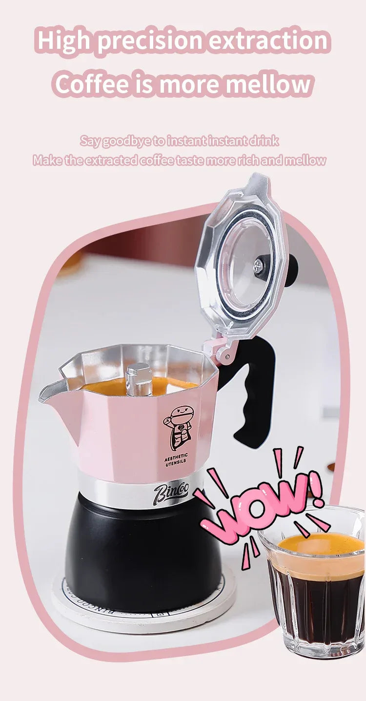 Bincoo Double valve Moka Pot Electric Stove Set Coffee Pot Household Italian Espresso Machine Mocha Pot Barista Accessories 220V
