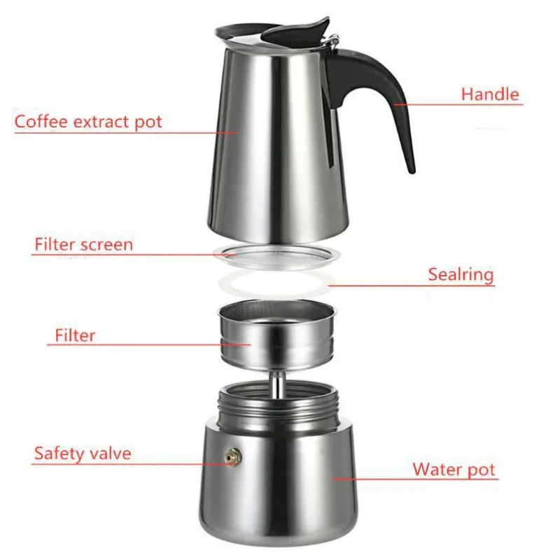 Electric Coffee Pot 1PC Coffee Maker Quick Convenient Electric Oven Coffee Maker Home Office Stainless Steel