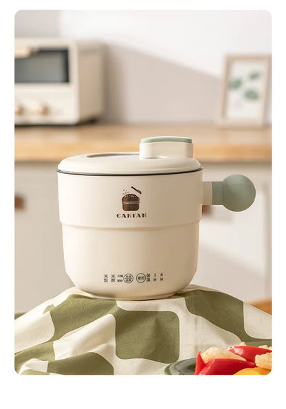 220V 1.8L Ball Handle Electric Heating Pot Multi-functional Household Rice Cooker Easy To Clean 4-in-1 Steaming Frying Rinsing