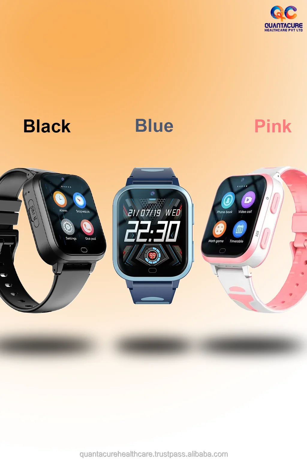 2025 QC AX5 Kids Smartwatch 4G GPS SIM SOS Video Call Camera 1+8GB IP67 App Control Tracker Voice Call Bracelet Compass Square