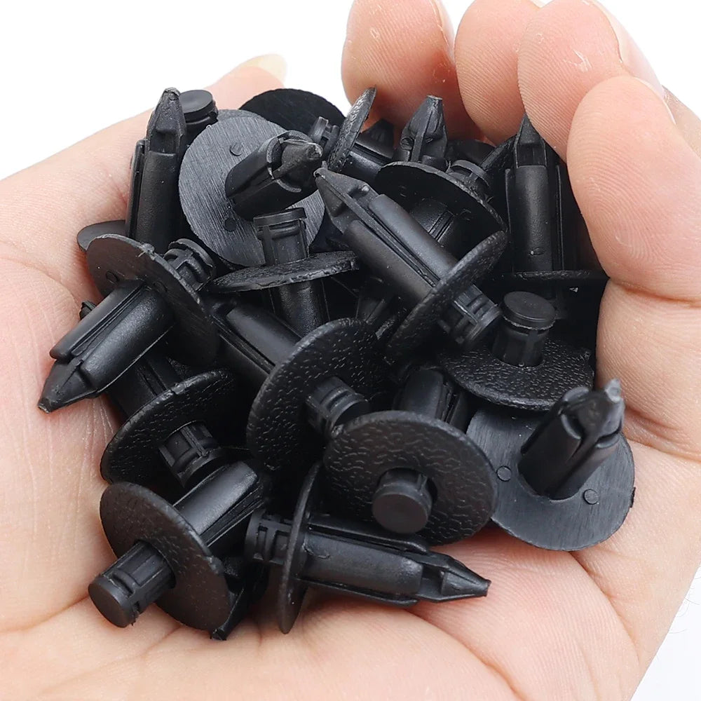 Car 8mm/6mm Hole Plastic Rivets Fastener Push Clip Black Auto Vehicle Door Trim Panel Retainer Fastener Clip Car Accessories