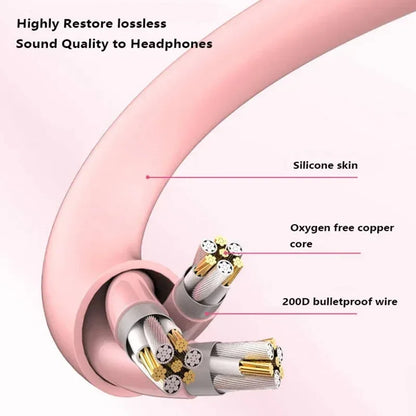 Portable In Ear Music Wired Pink Earphones For Girl Women Gaming Play With Mic Sleep Anti-lost Wired Type C 3.5mm Headphone