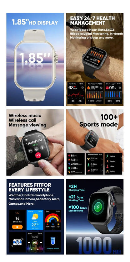 Watch Ultra 2 SE Men Women 1000mAh AMOLED Heart Rate 100+Sport Bluetooth Call GPS Track Waterproof Smart Watch For IOS Android