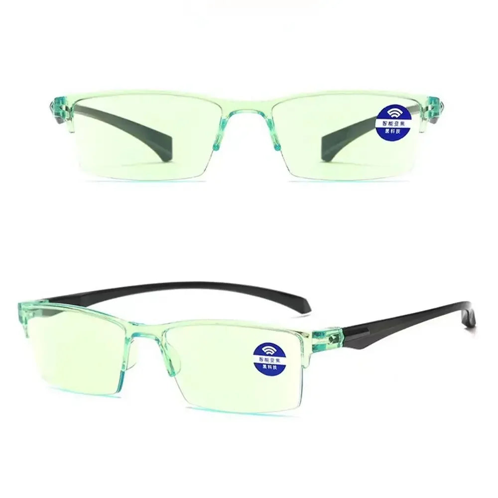 Lunettes de lecture intelligentes à zoom automatique, anti-lumière bleue, autofocus, monture demi-cerclée, vision de près et de loin, pour ordinateur