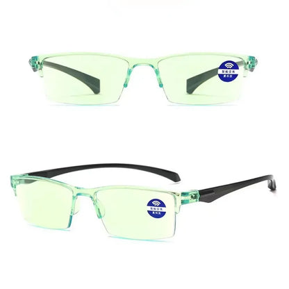 Lunettes de lecture intelligentes à zoom automatique, anti-lumière bleue, autofocus, monture demi-cerclée, vision de près et de loin, pour ordinateur