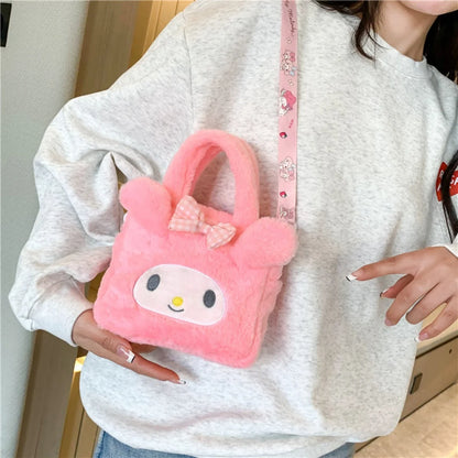 Anime Sanrio Kuromi Capybara Handbag My Melody Cinnamoroll Plush Cosmetic Bag Hello Kitty Travel Storage Bag Women Toy Gifts