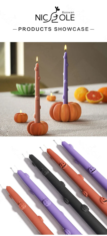Nicole Jack-O'-Lantern Taper Candle Mold DIY Halloween Silicone Mould Halloween Home Decoration