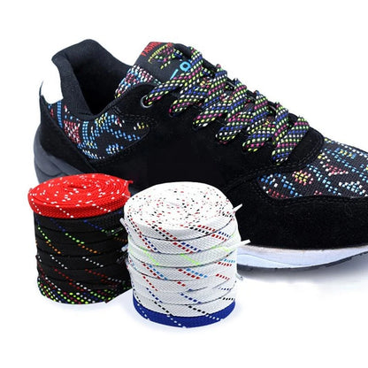 1Pair Mixed Color Shoe Laces Black and White Stripe Double Flat Shoelaces Sneakers Casual Shoes Shoelace