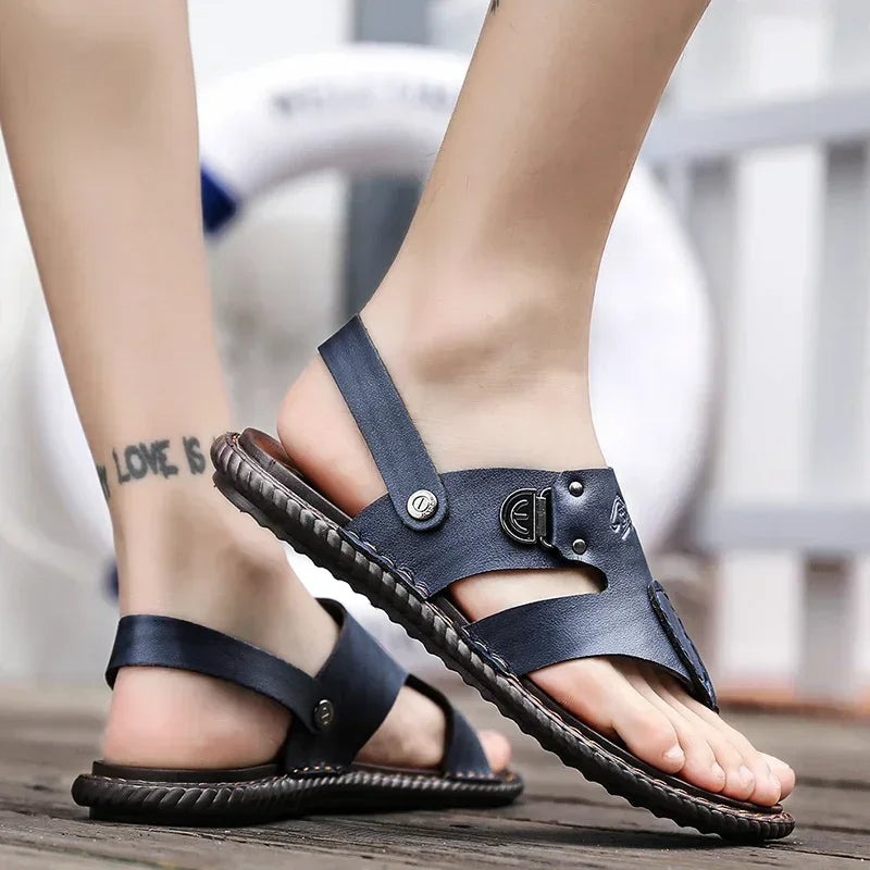 FUQIAO Summer New Style Men's Sandals Leather Soft Bottom Leisure Men Shoes Sandals Recommend Zandalias Para Hombre Verano