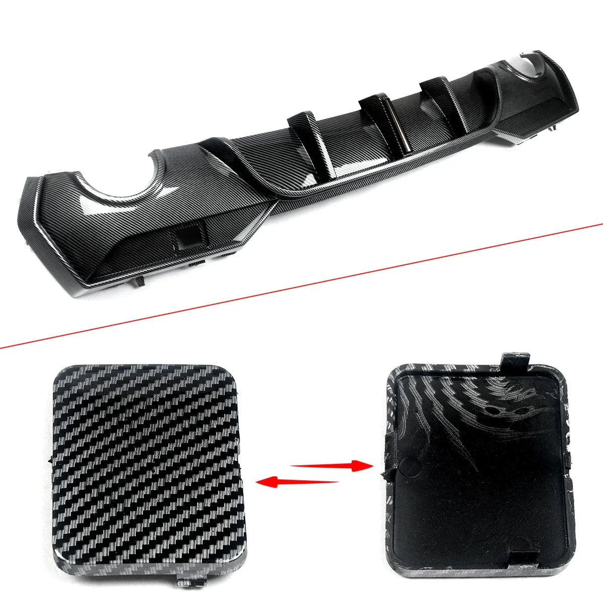 Magickit Rear Diffuser For BMW G22 G23 420i 430i 440i M Sport w/ LED 2020+ Carbon Look Rear Bumper Diffuser
