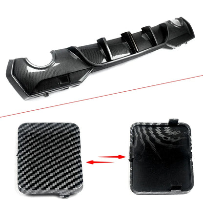 Magickit Rear Diffuser For BMW G22 G23 420i 430i 440i M Sport w/ LED 2020+ Carbon Look Rear Bumper Diffuser