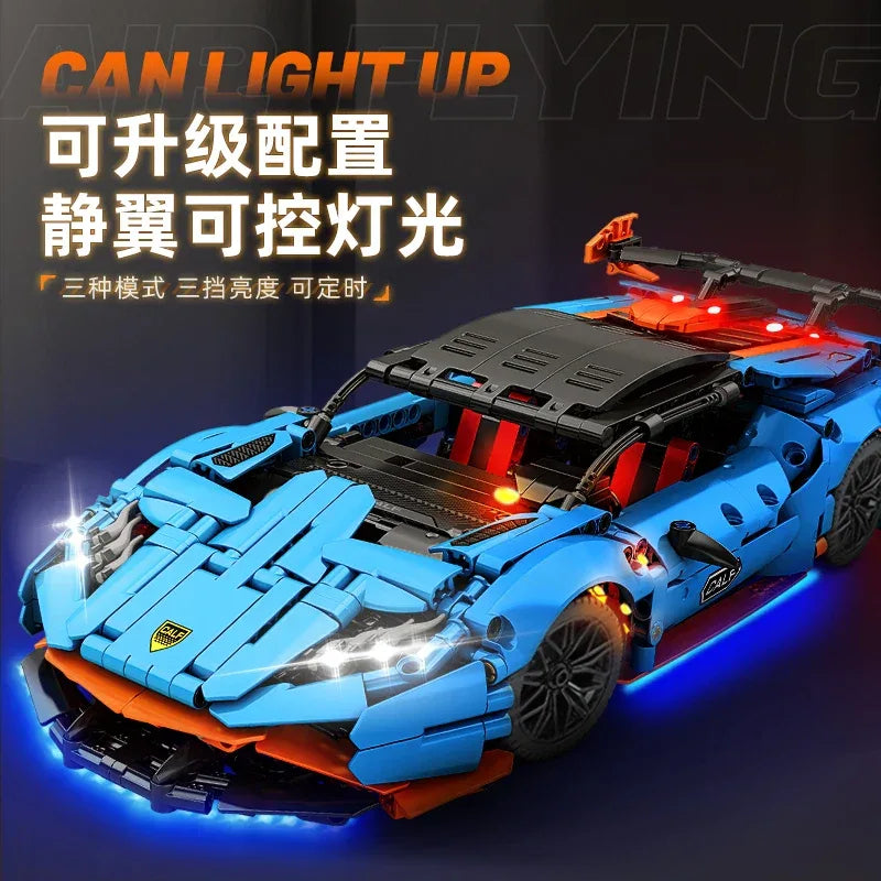Racing Car Building Blocks Set Blue Sports Car Model Vehicle Bricks Boys Christmas Gift Kids Assembly Toy