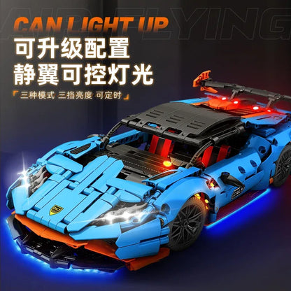 Racing Car Building Blocks Set Blue Sports Car Model Vehicle Bricks Boys Christmas Gift Kids Assembly Toy