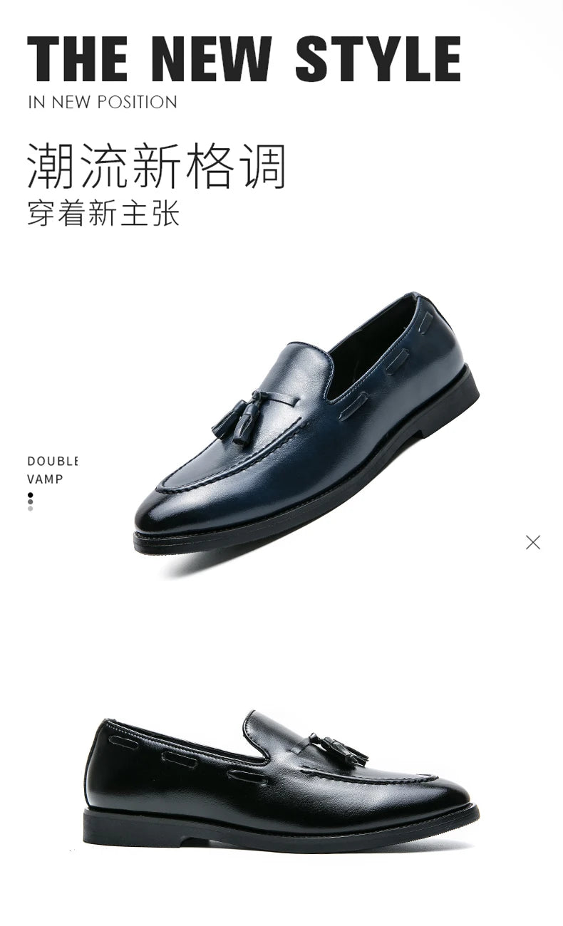 Brogues Shoes Men High Quality Social Leather Shoes British Tassels Formal Leather Men Wedding Business Dress Leather Shoes Male