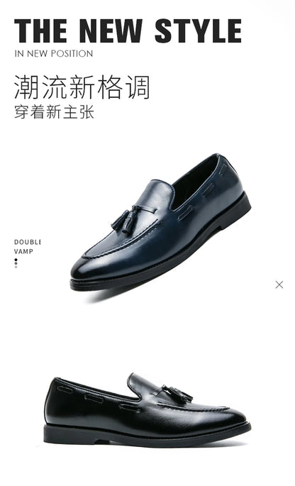 Brogues Shoes Men High Quality Social Leather Shoes British Tassels Formal Leather Men Wedding Business Dress Leather Shoes Male