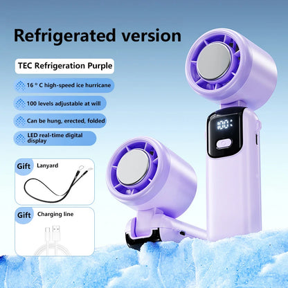 Midea Ice Compress Handheld Fan Portable Outdoor Usb Digital Display Folding Refrigeration High Speed Violent Turbine Small Fan