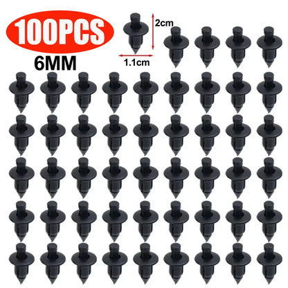 Car 8mm/6mm Hole Plastic Rivets Fastener Push Clip Black Auto Vehicle Door Trim Panel Retainer Fastener Clip Car Accessories