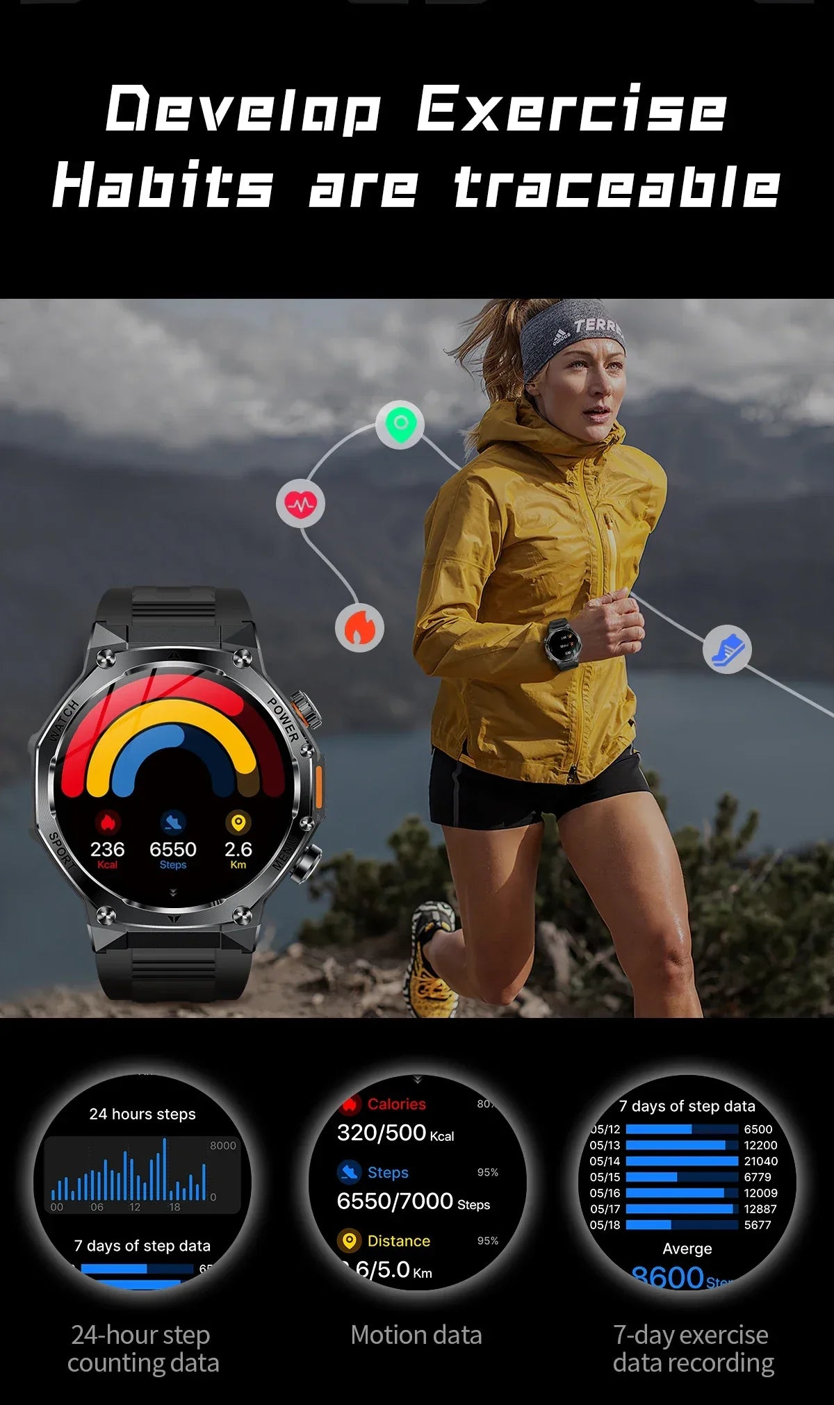 2026 800mAh Super Capacity Battery Adult Men Smart Watch 1.8-inch Large Screen Bluetooth Call IP68 Waterproof SmartWatch Sports