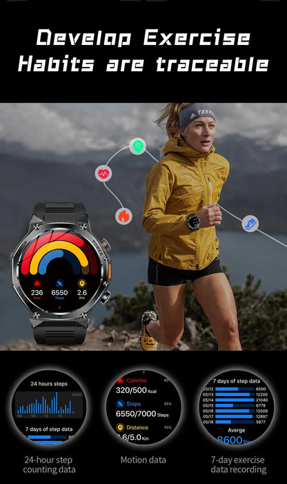 2026 800mAh Super Capacity Battery Adult Men Smart Watch 1.8-inch Large Screen Bluetooth Call IP68 Waterproof SmartWatch Sports