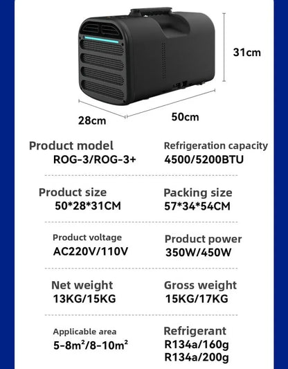 Portable Air Conditioner 5200BTU Cooling Compressor Refrigerant Version 110V/220V for Caravan,Camper Accessories