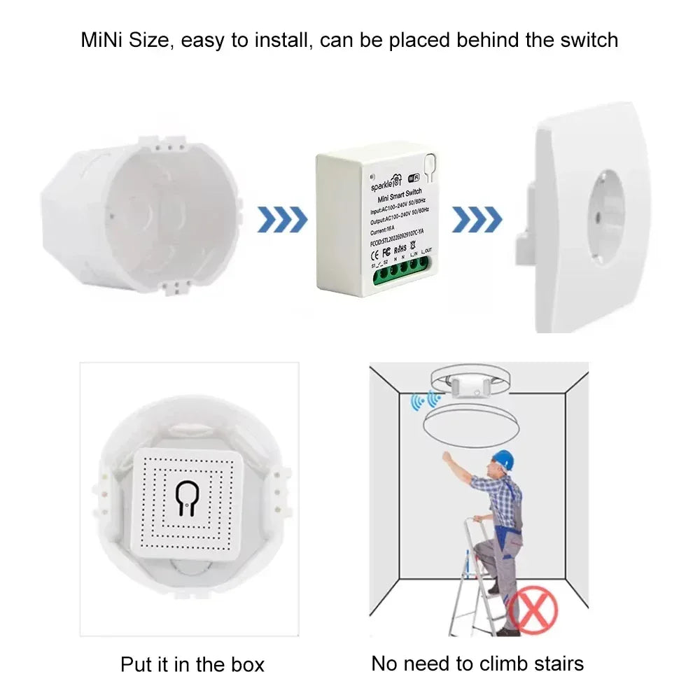 Matter 16A WiFi mini Smart Switch Pass-through Disconnect Dual Control Outletorks Remote Control Timer  Work with HomeKit Alexa