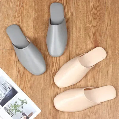 Sheepskin Genuine Leather Slippers Women Non-Slip Waterproof Slides Unsex Indoor Outdoor Home Shoes