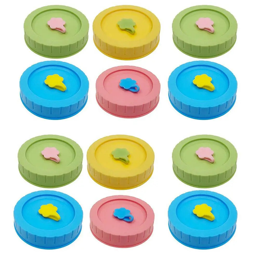 1/4Pcs Cute Universal Mason Jar Lids With Straw Hole 70mm Diameter Storage Wide Mouth Leak Proof Kitchen Supplies