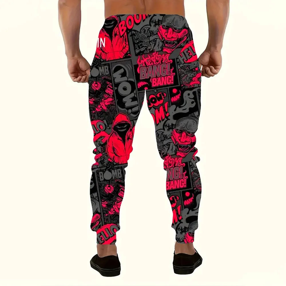 Men Loose Casual Pocket Drawstring Sweatpants Winter New Thick Warm Pants Fashion Letter Printed Sweatpants Men Tracksuit Pants